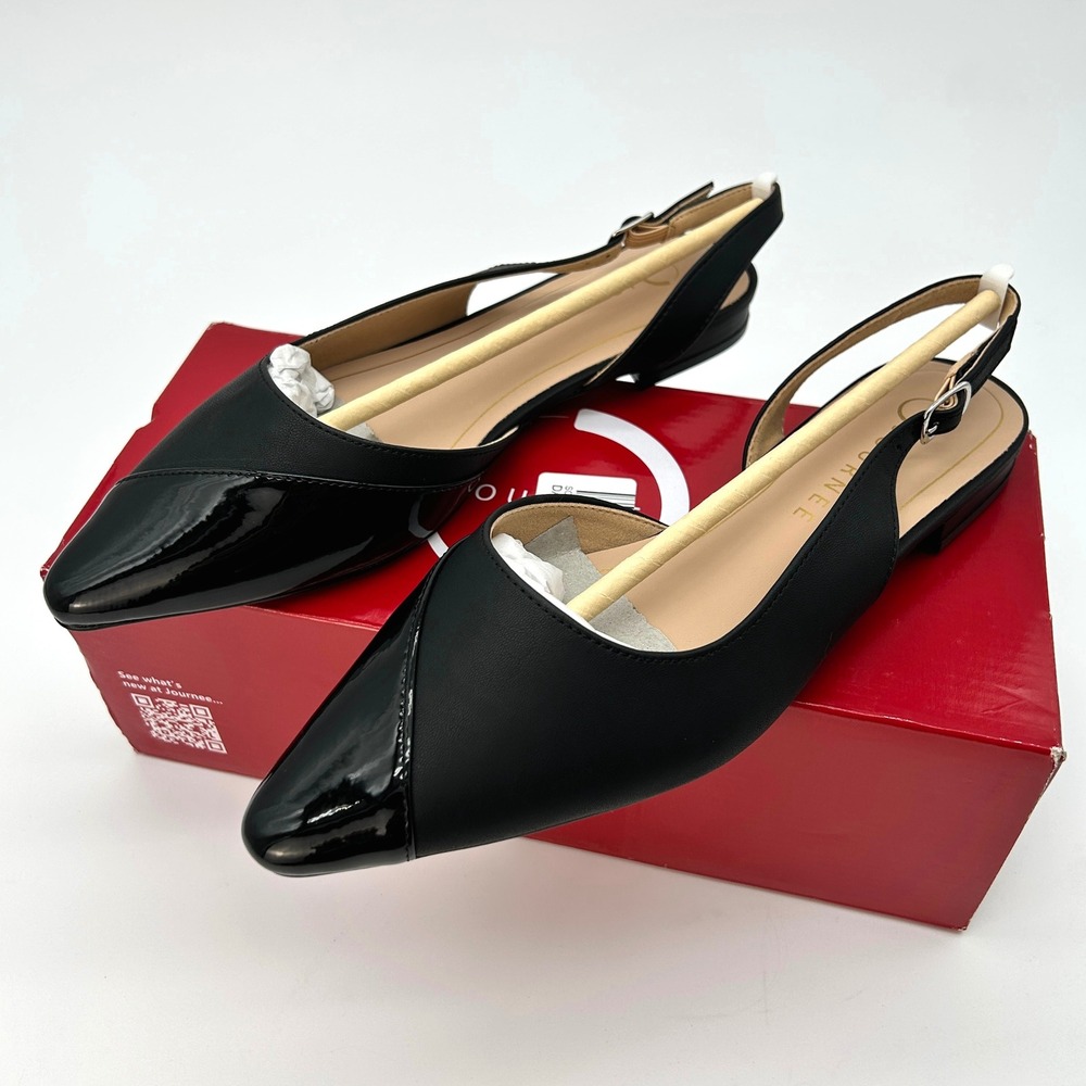 Slingback Flats Journee Collection Daphnne Womens Size 7 Black Vegan Leather NEW - Picture 6 of 7